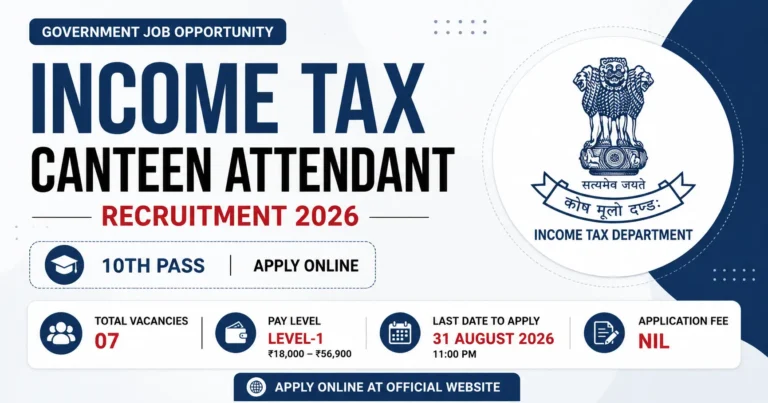 Income Tax Canteen Attendant Recruitment 2026