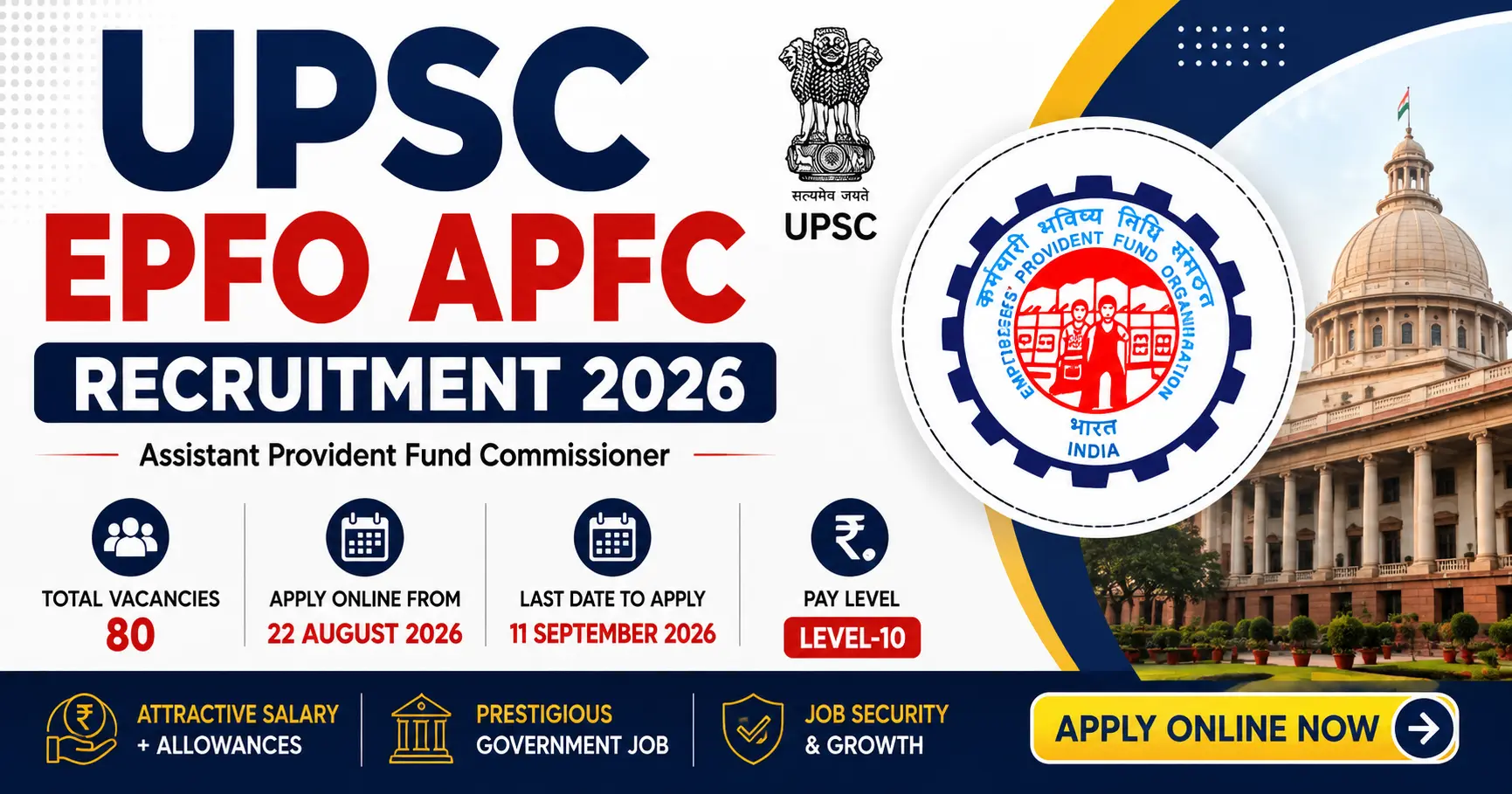 UPSC EPFO, APFC Apply Online 2026