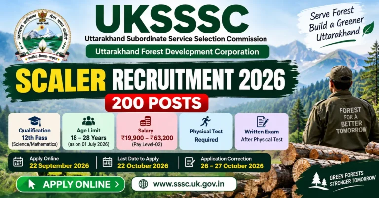 UKSSSC Forest Development Scaler Group C Recruitment 2026